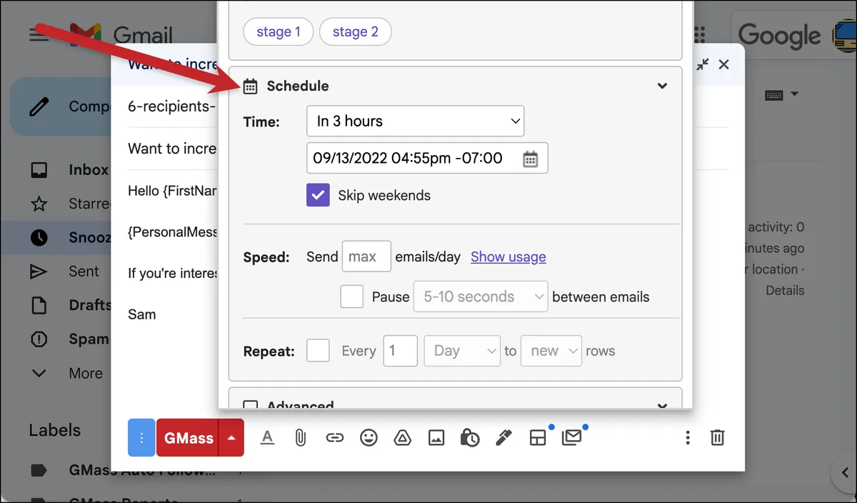 Schedule emails