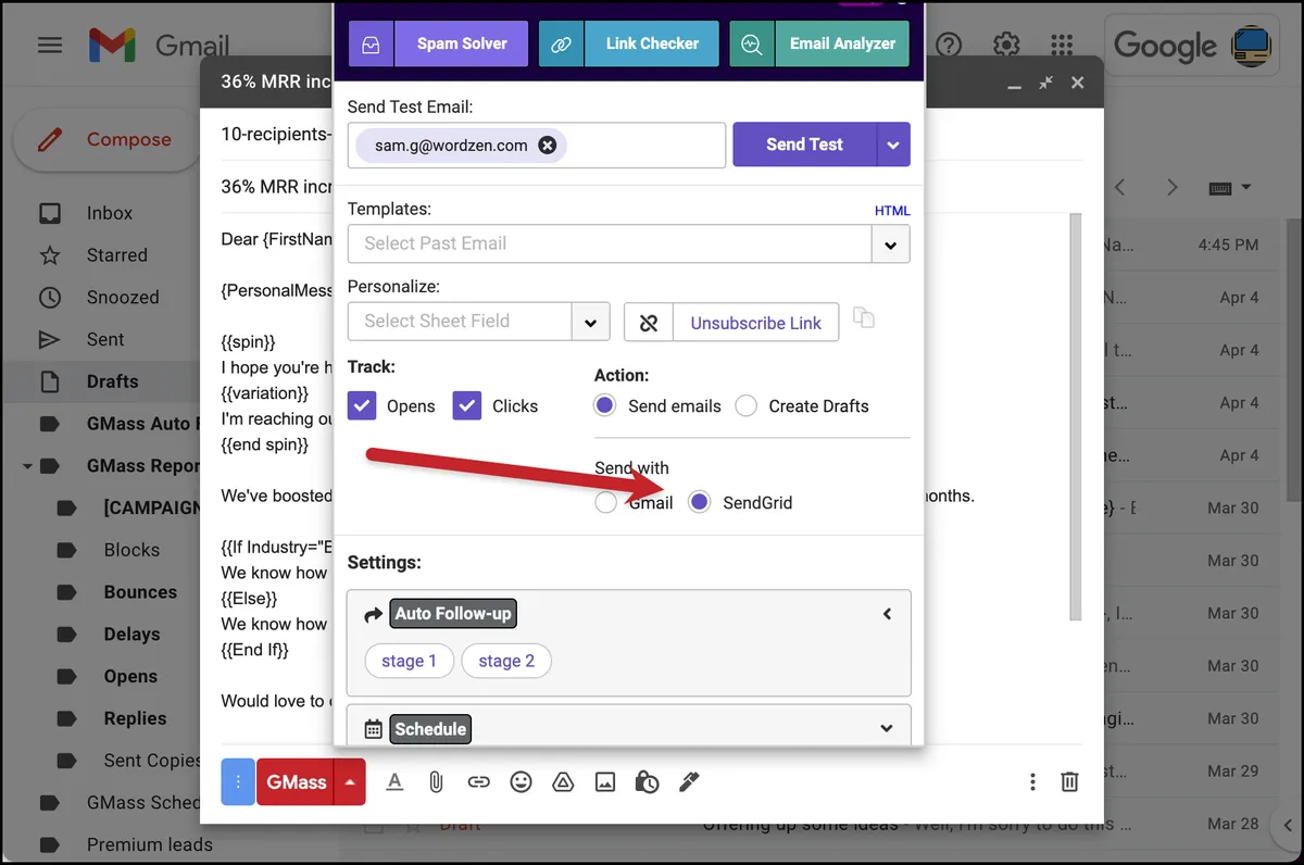 Sending with a third-party SMTP service