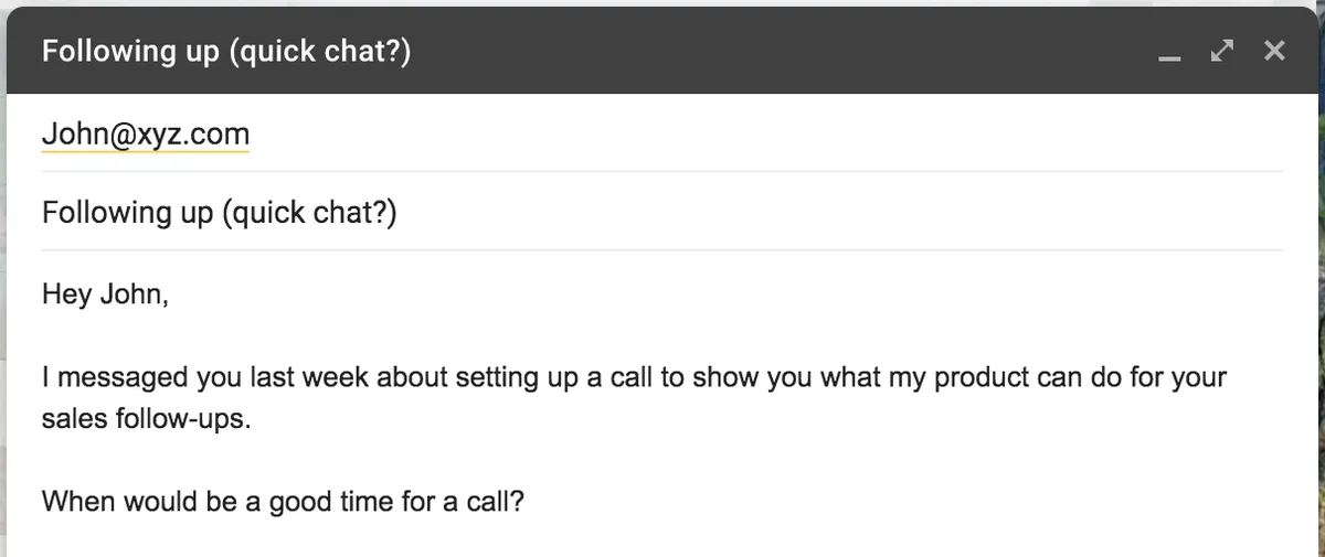 Follow-up cold email template 1