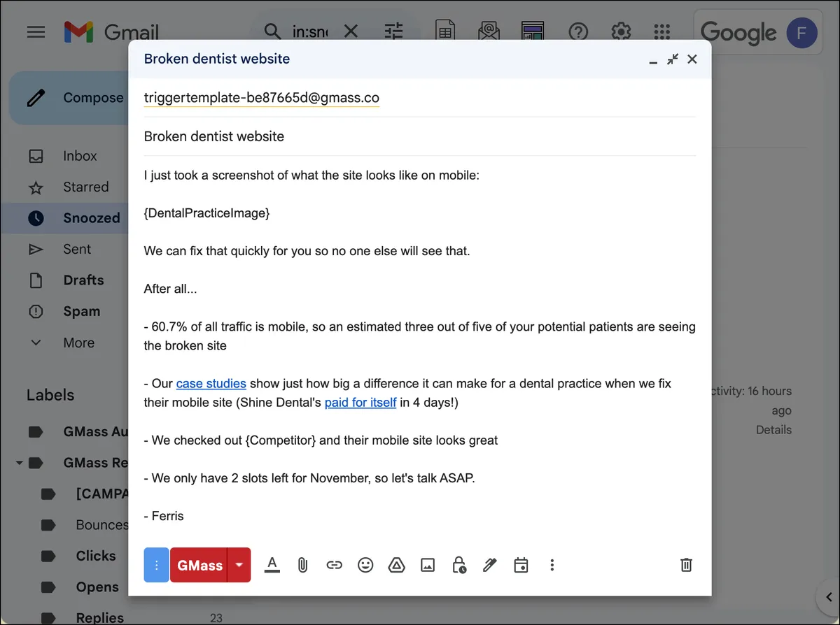 The triggered email that reiterates the offer