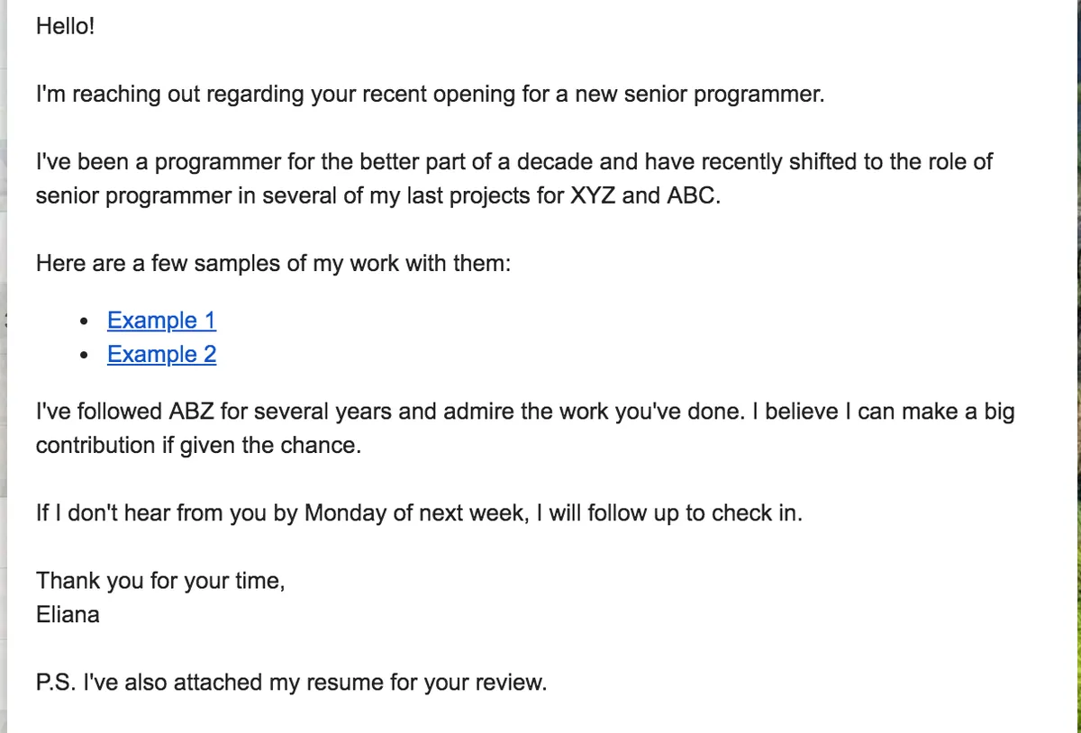 Cold emails for jobs - tip 10