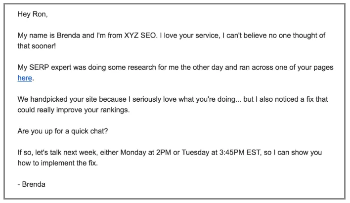 One thing - cold prospect email template