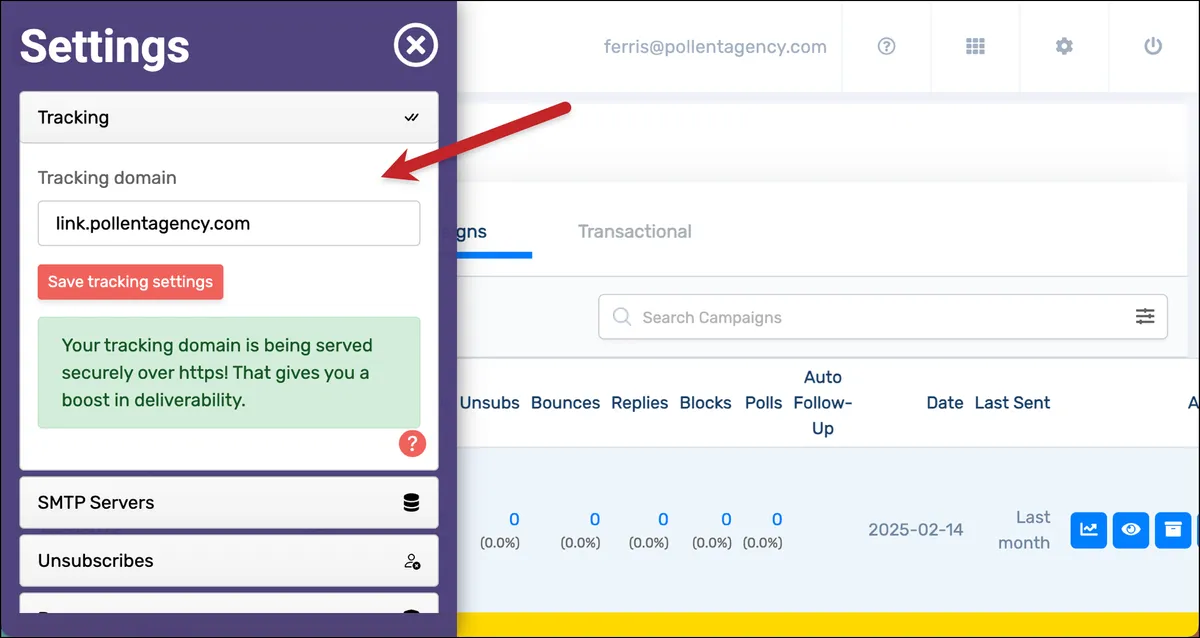 Set up your custom tracking domain