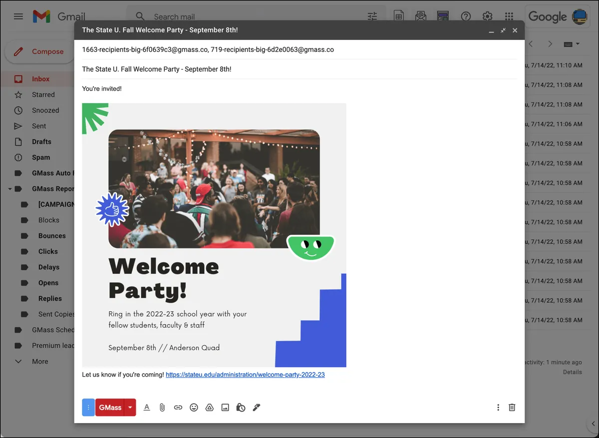 Begin to build your email