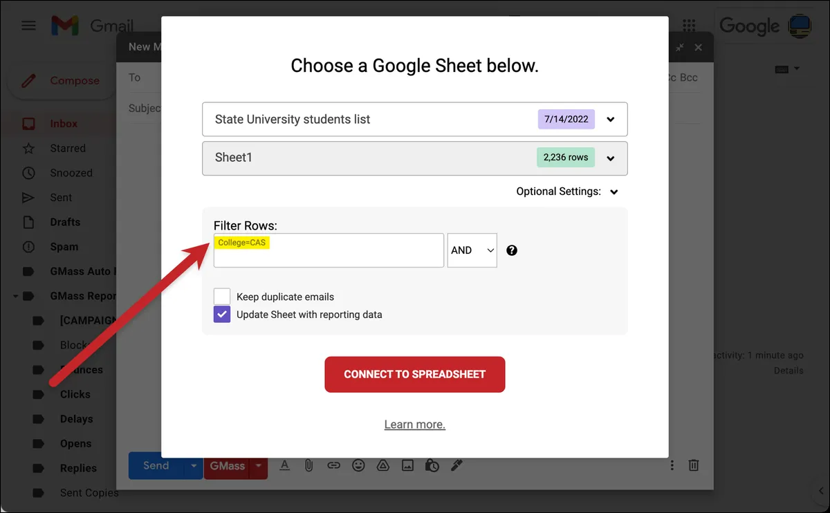 Filtering rows