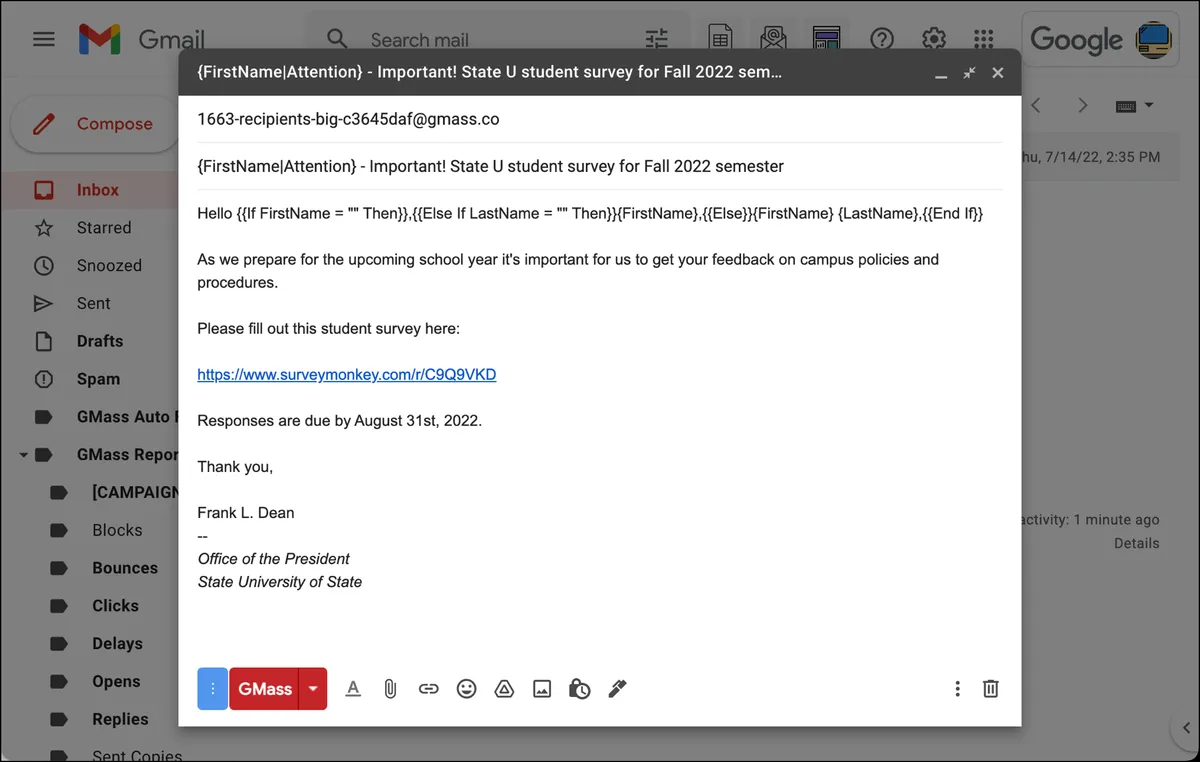 Added personalization and conditional formatting