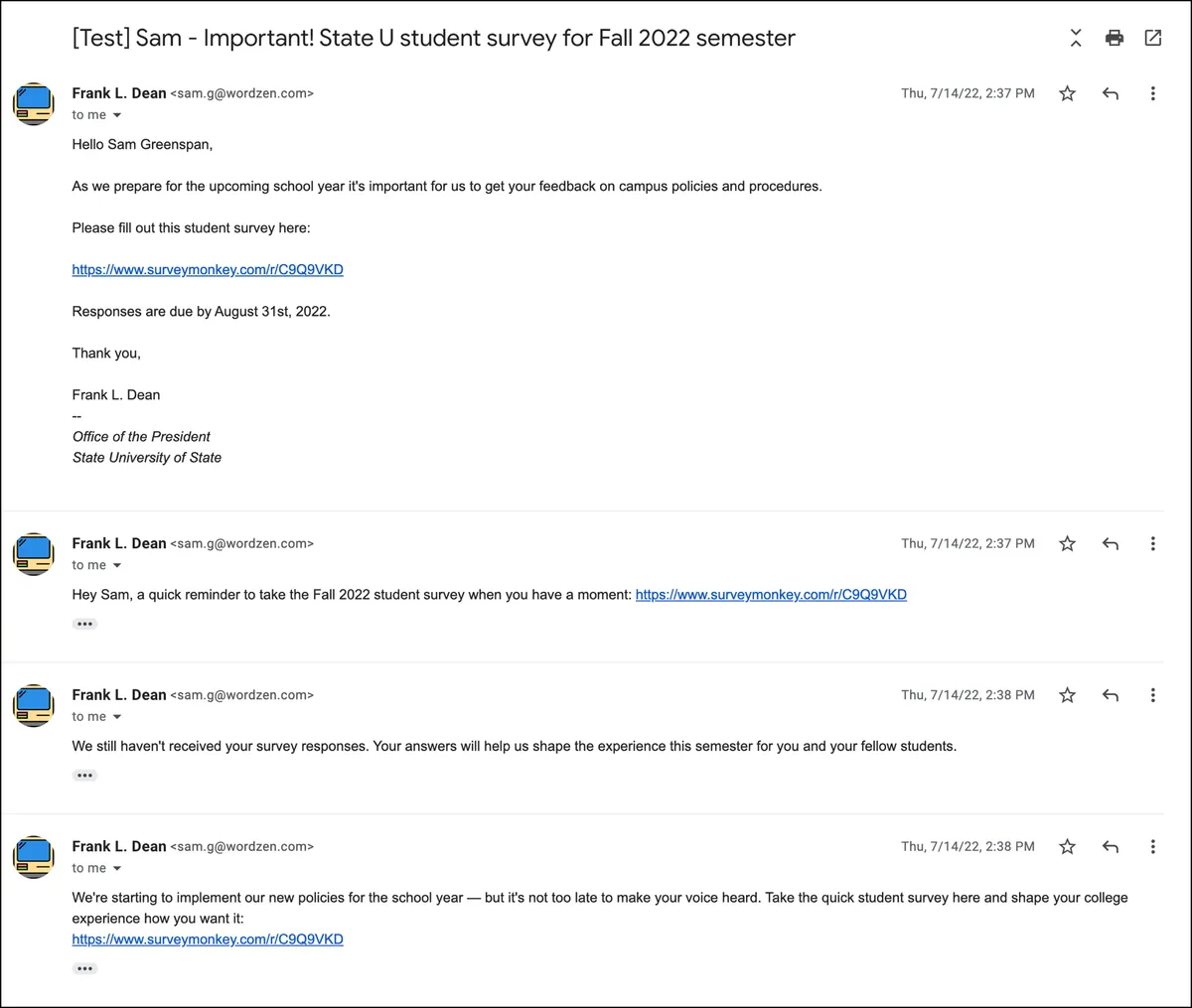 The survey sequence