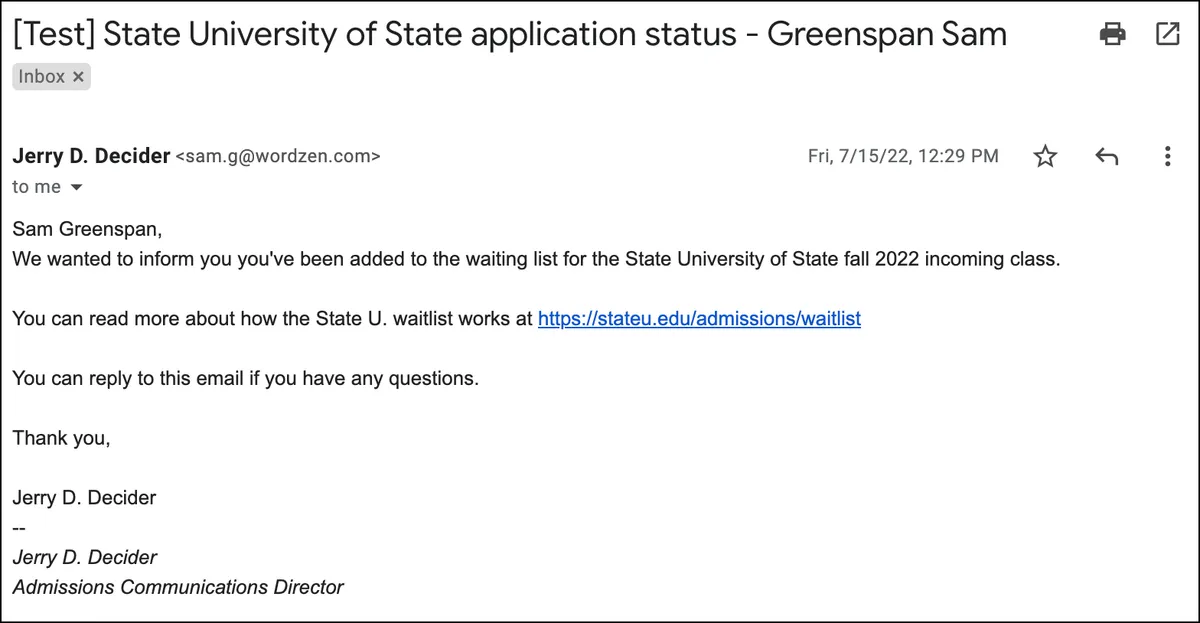 Testing the wait list email
