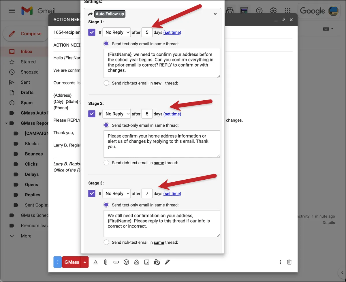 Create auto follow-ups