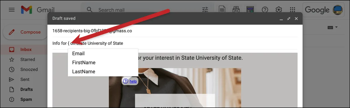 Mail merge options