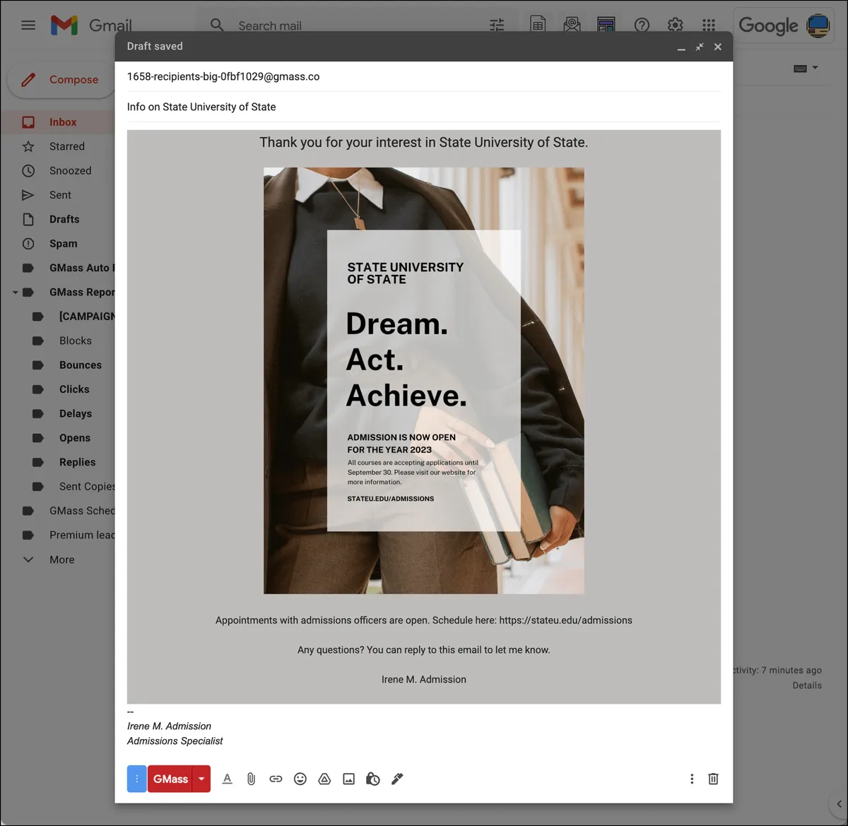 My email draft