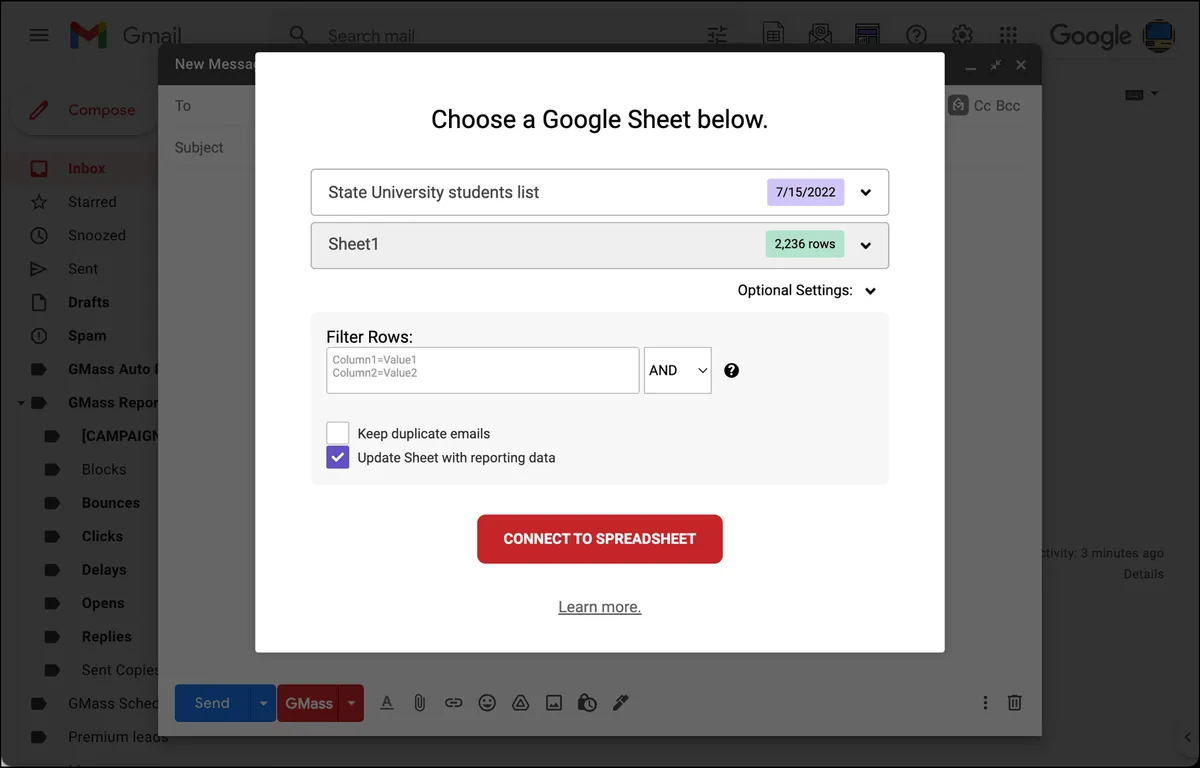 Connect to the Google Sheet
