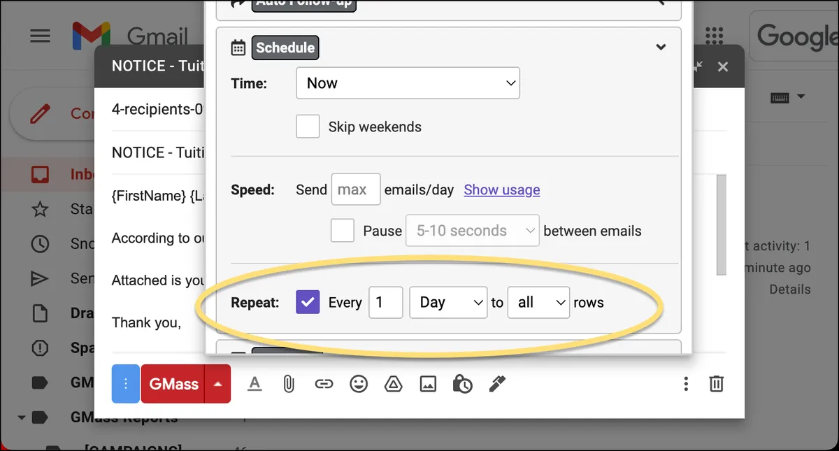 Set up a recurring campaign