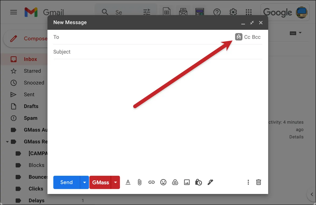 Connect to sheet via GMass icon