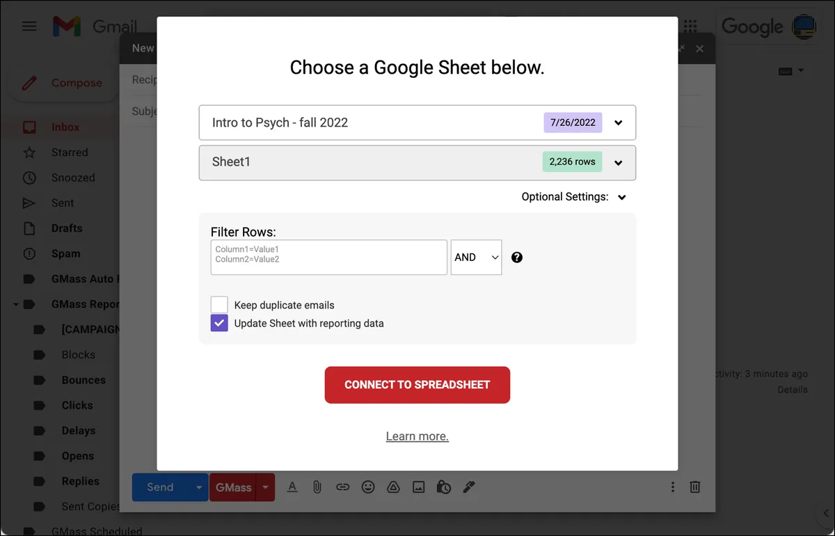 Connect to the Google Sheet