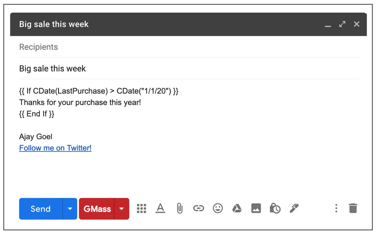 conditional email in compose window