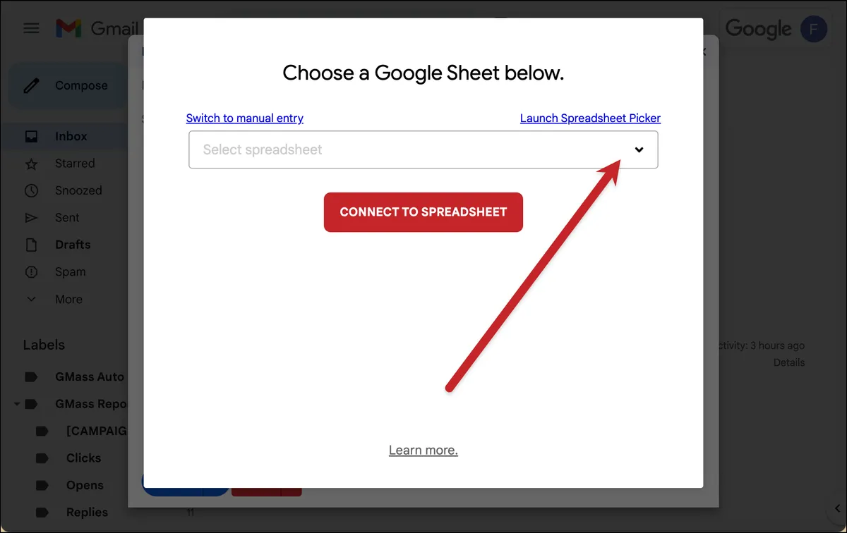 The dropdown menu