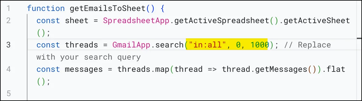 Changing the search inside the script