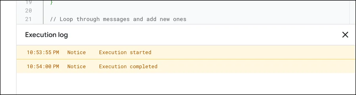 Execution completes when the script is done