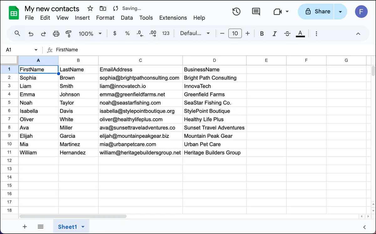 Your data is now in Google Sheets
