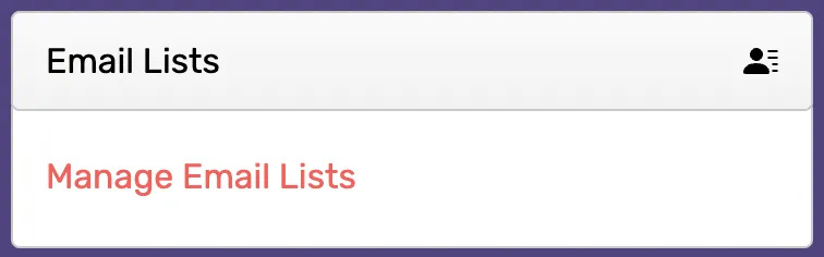 Email lists settings