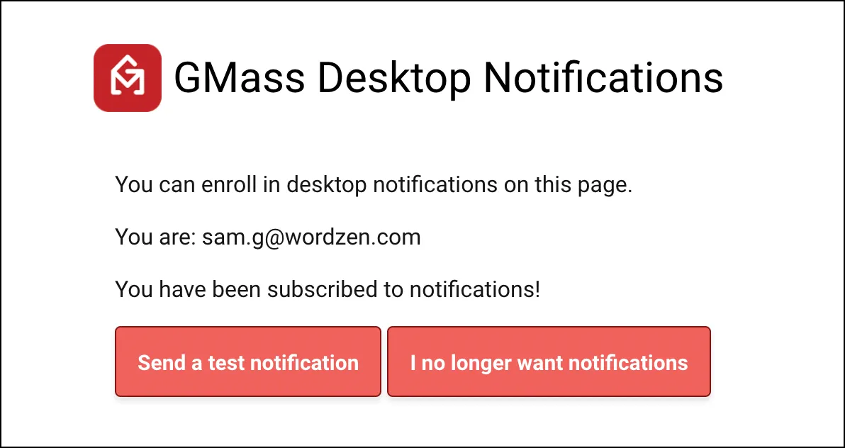 Web push notifications settings
