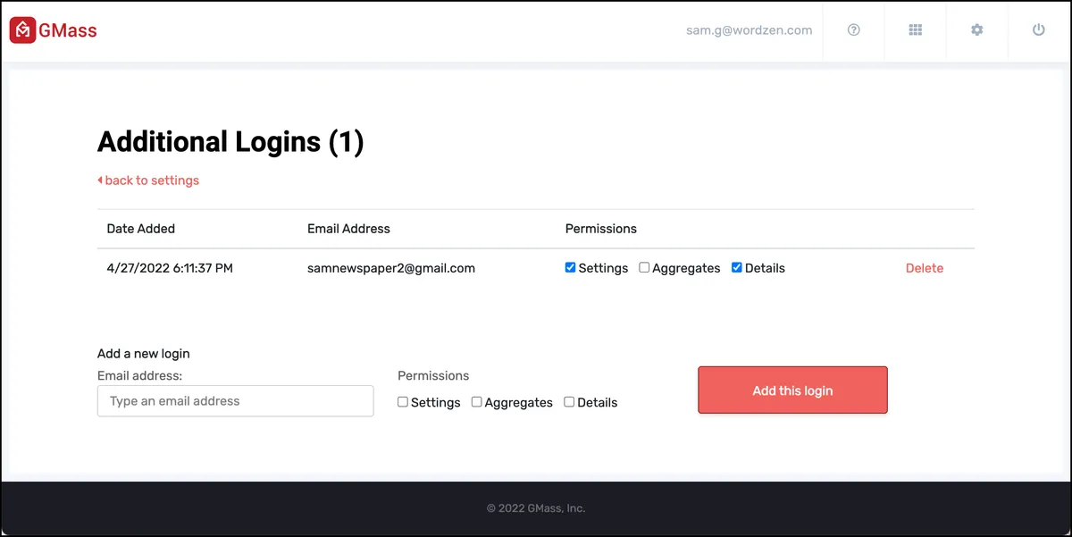 Add additional logins to your account