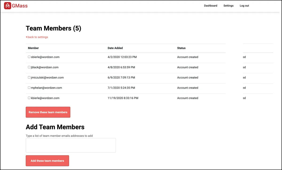 View your team members as the team leader in GMass