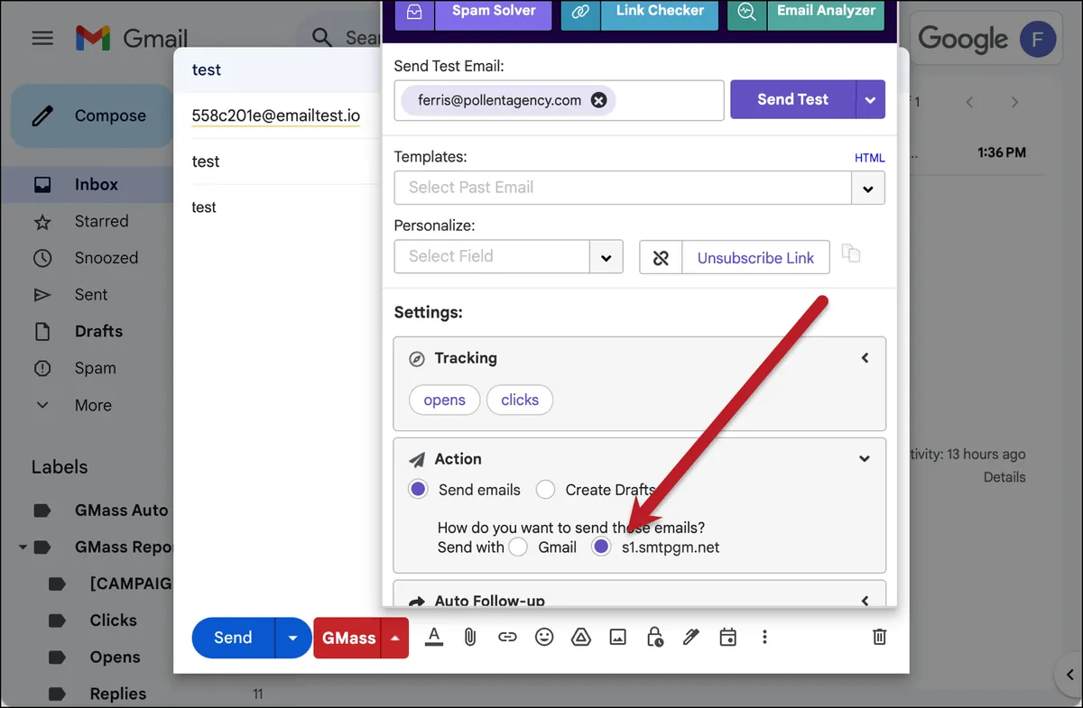 Send with your SMTP server