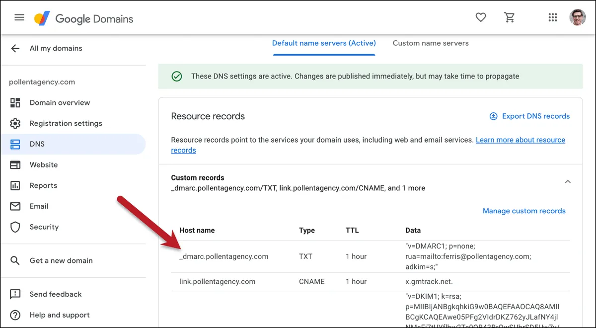 Adding your DMARC record to your registrar