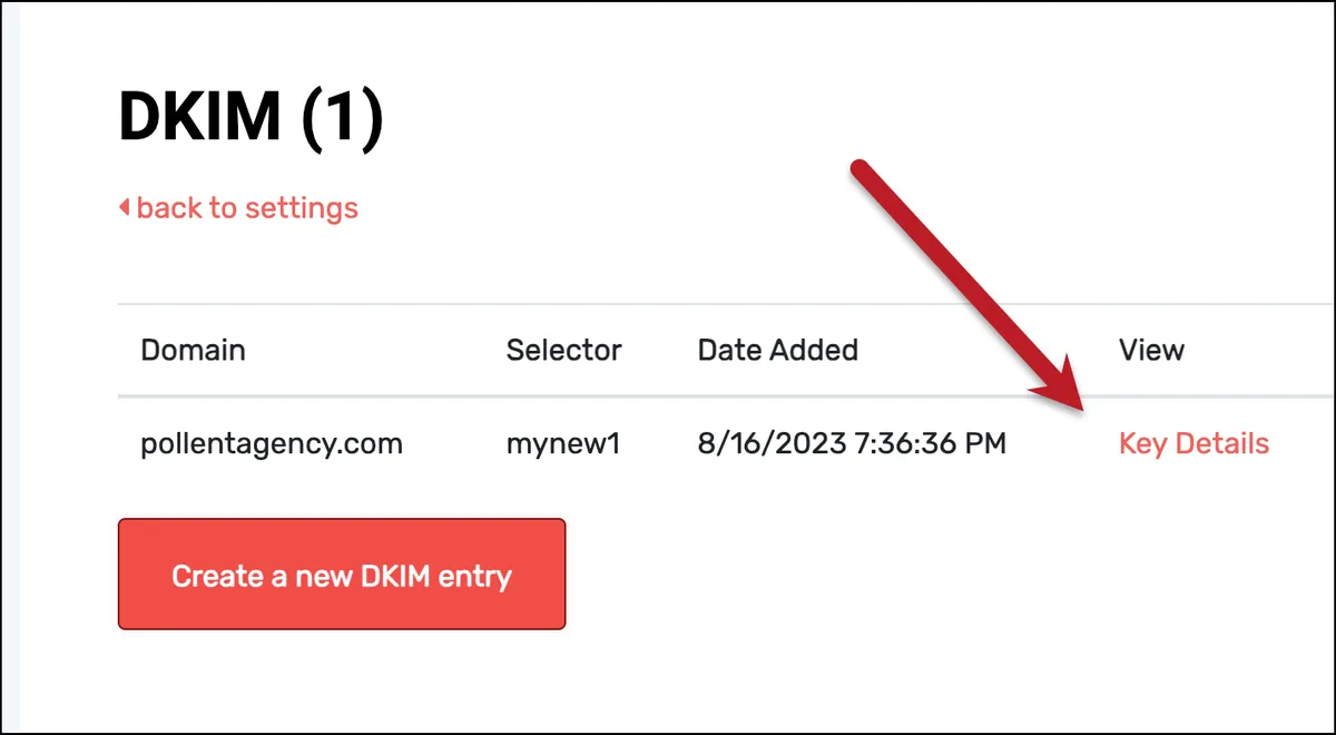 Get your DKIM key details