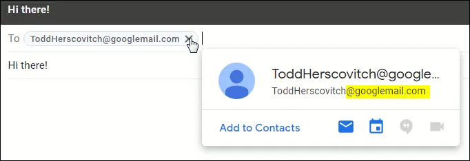 An email to the googlemail.com domain.