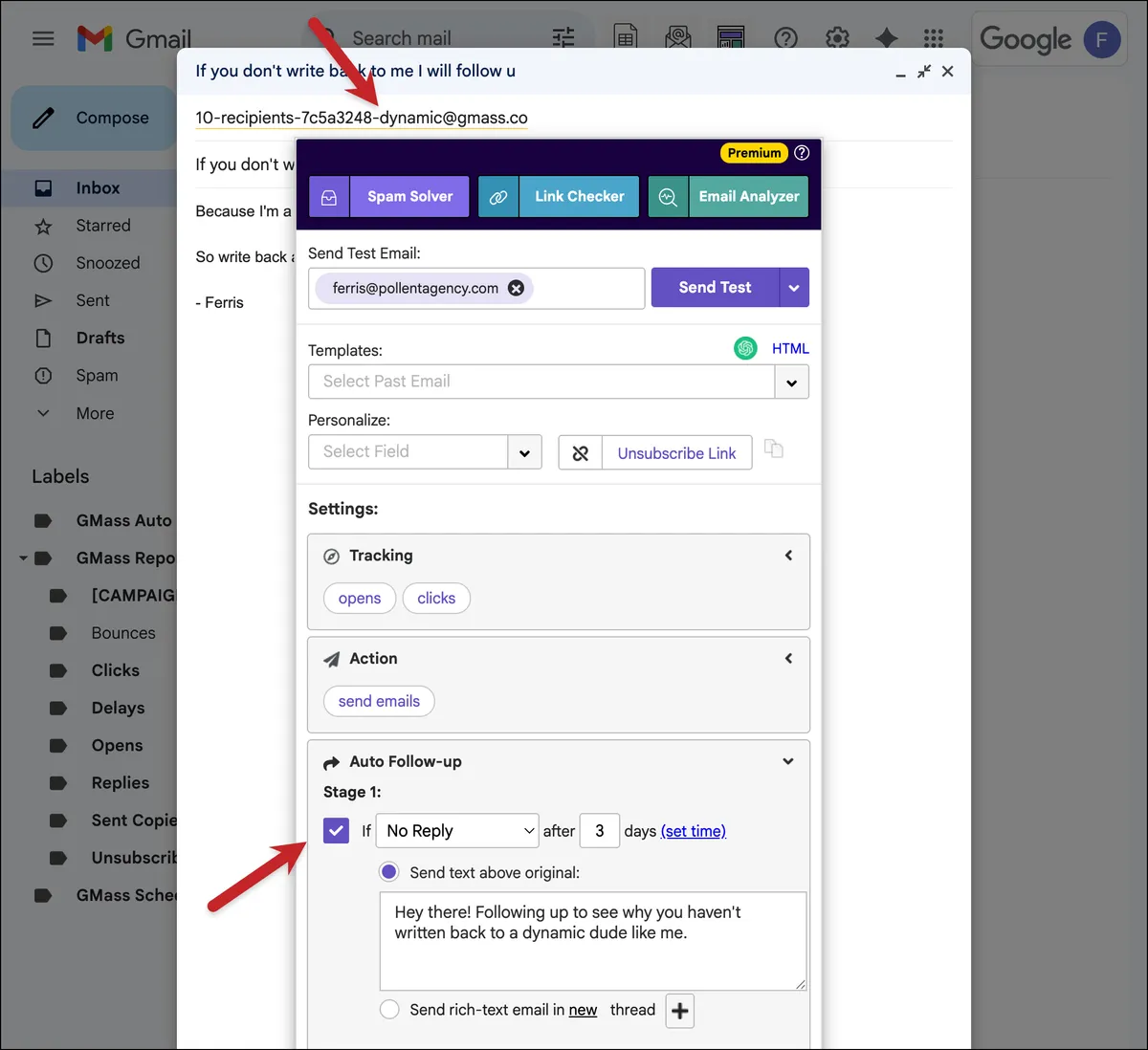 Settings for a dynamic list with auto follow-ips