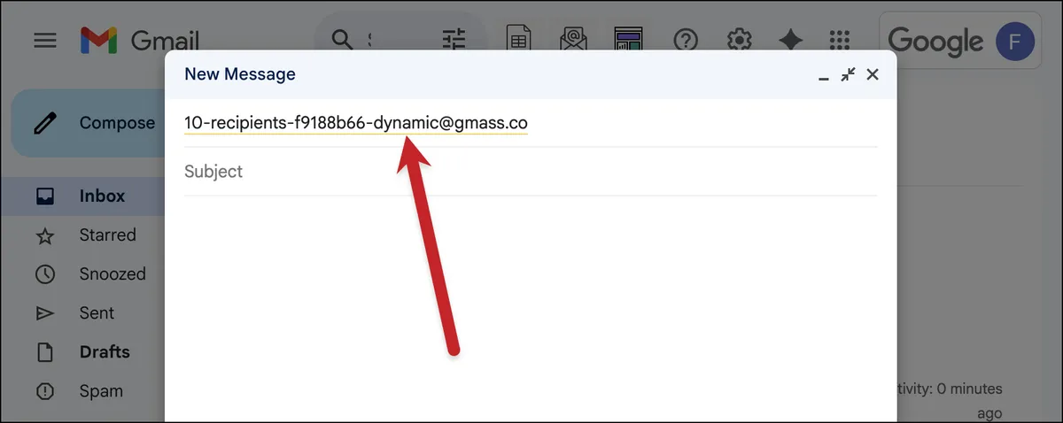 Dynamic added to the email address