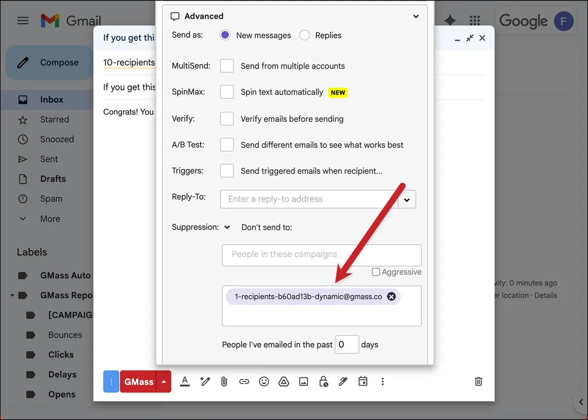 Altering the suppression address to make it dynamic