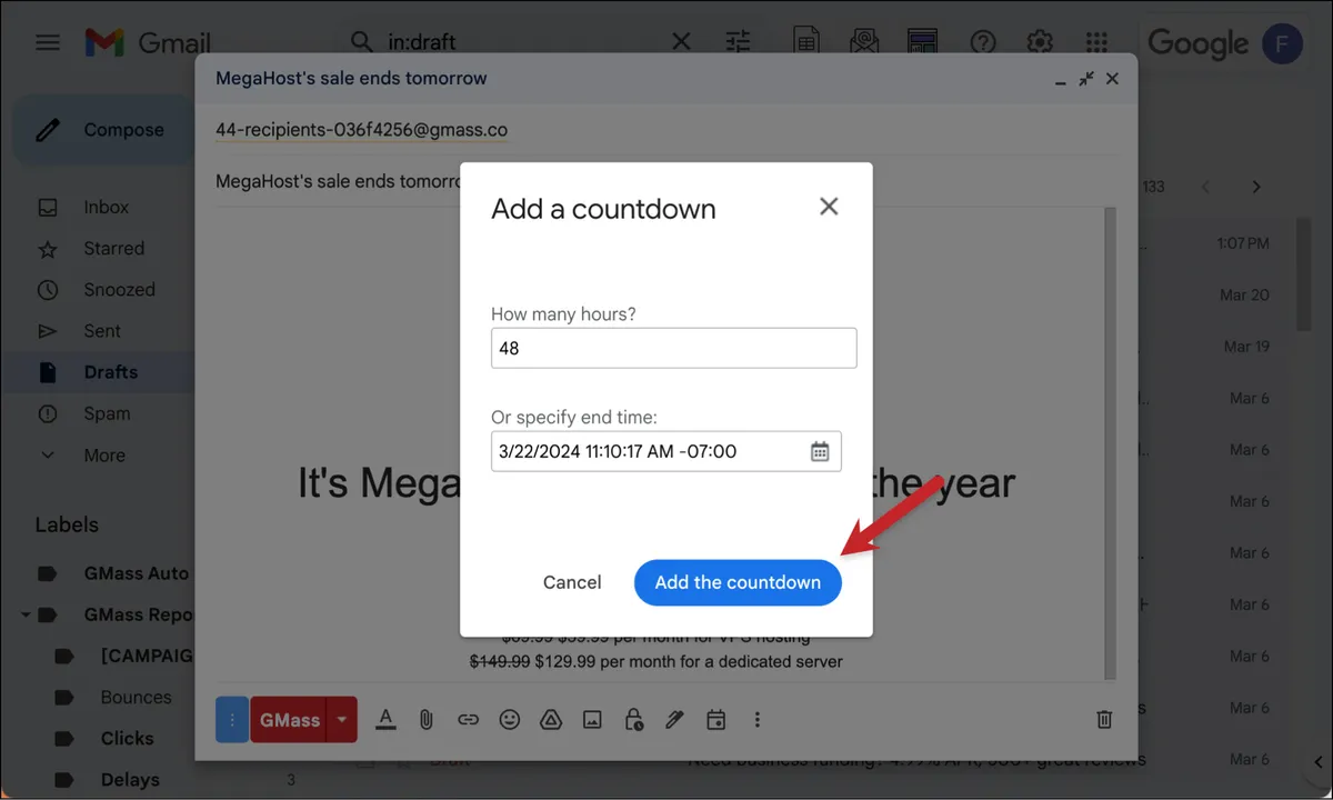 Add the countdown