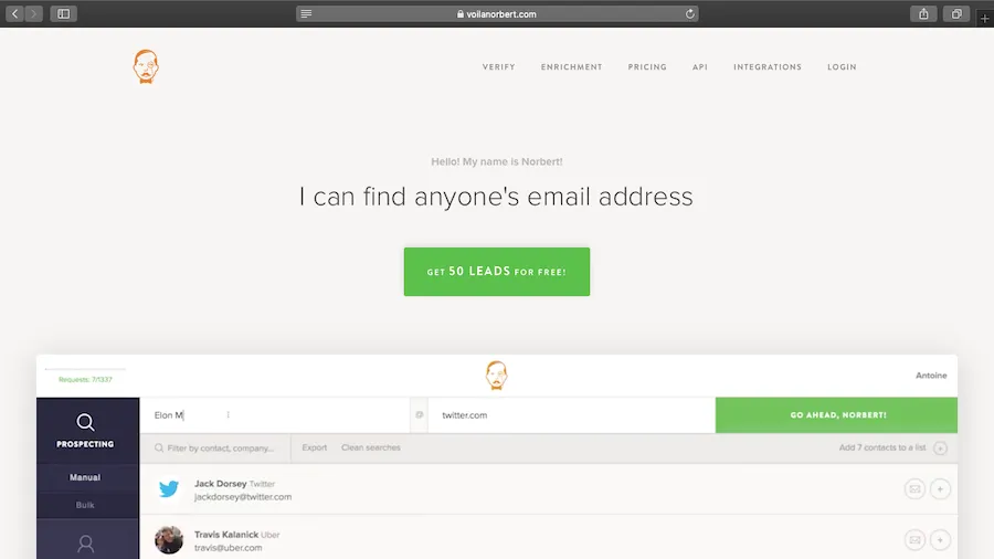 VoilaNorbert homepage