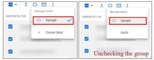 uncheck label name