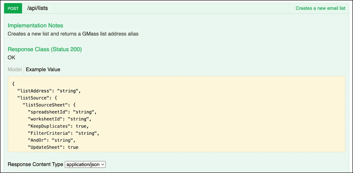 Creating lists with the GMass API