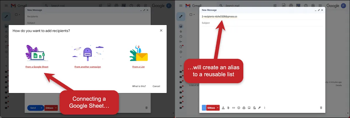 Connecting a Google Sheet creates a reusable list