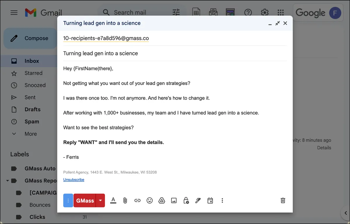 An email campaign offering a digital download
