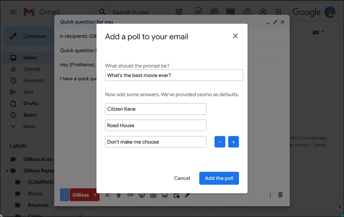 Type your poll question