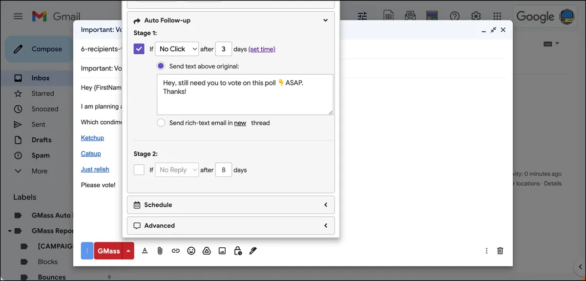 Set up auto follow-ups