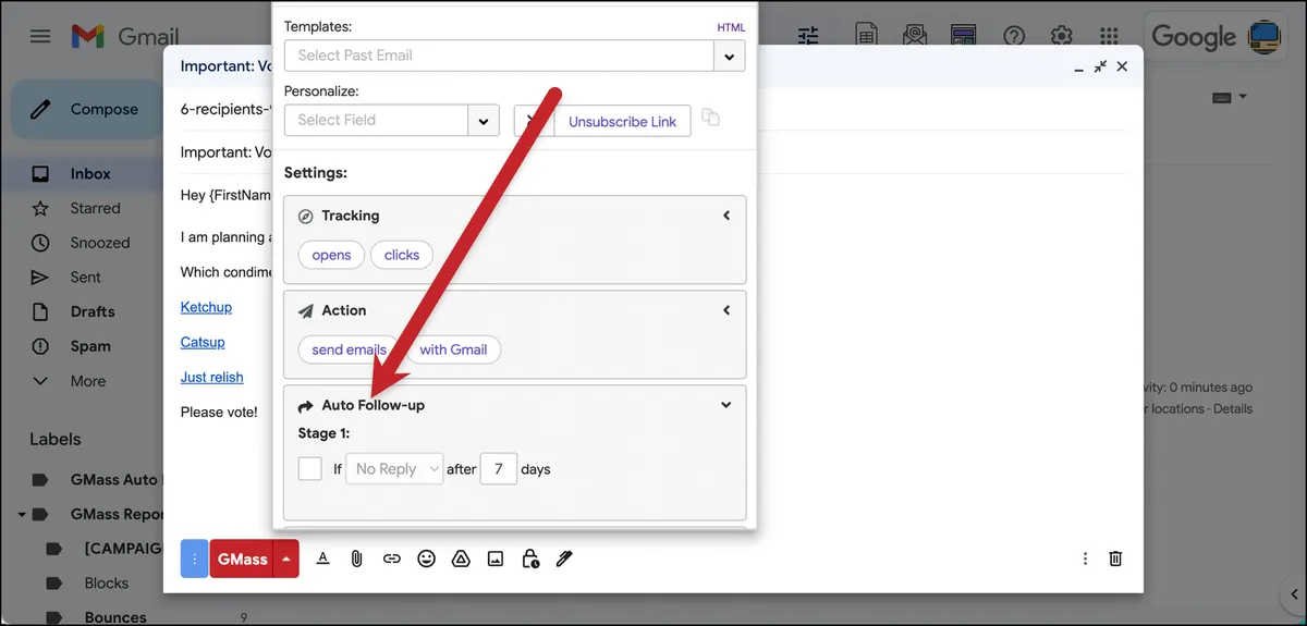 Auto follow-ups to email polls in GMass