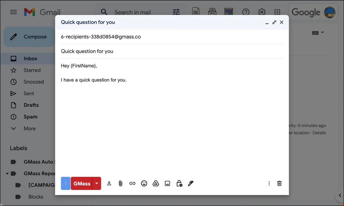 Compose your email as normal in GMass