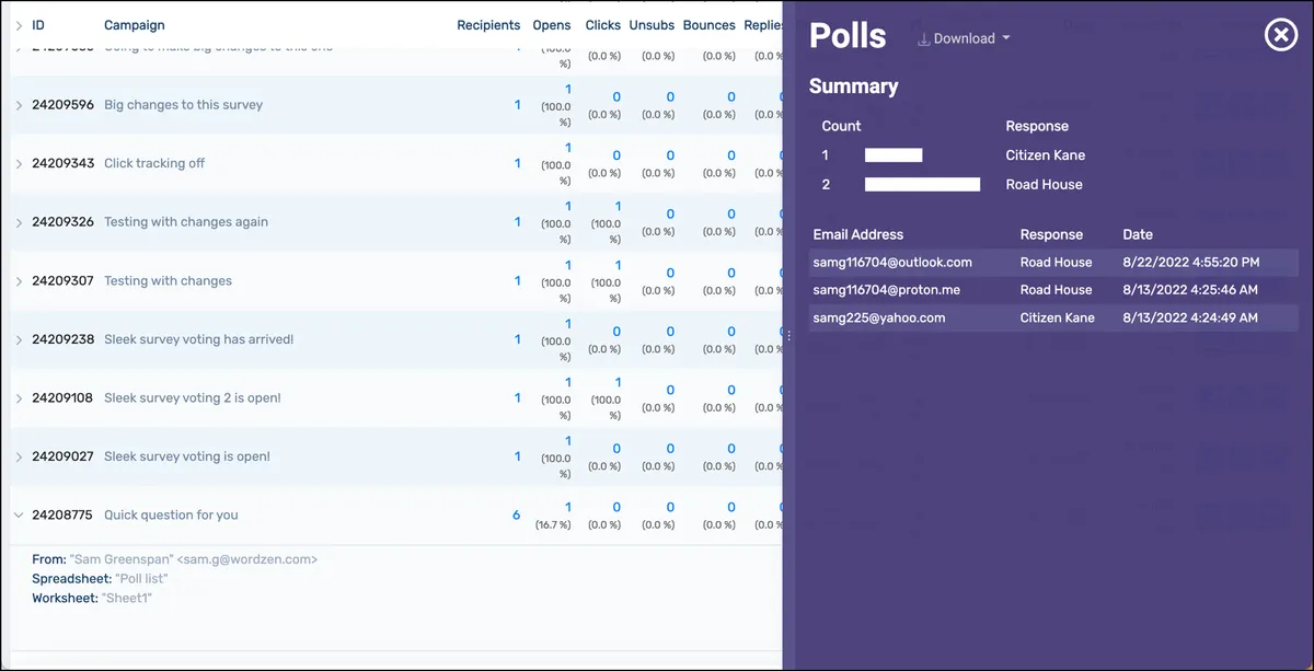 Poll results