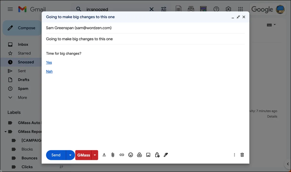 Updated poll in email