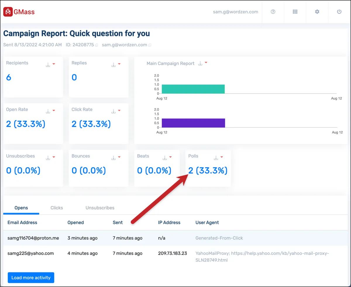 Poll reporting in web-based version