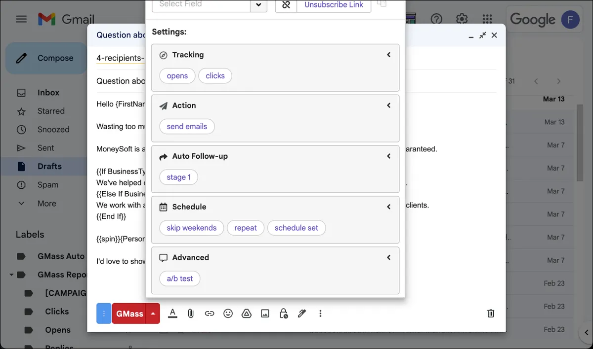 GMass has lots of email productivity tools in one