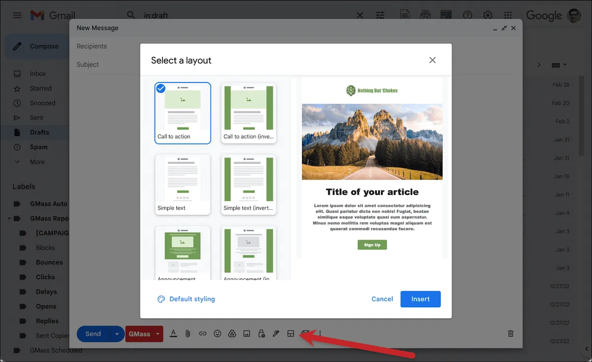 Google offers email layout templates
